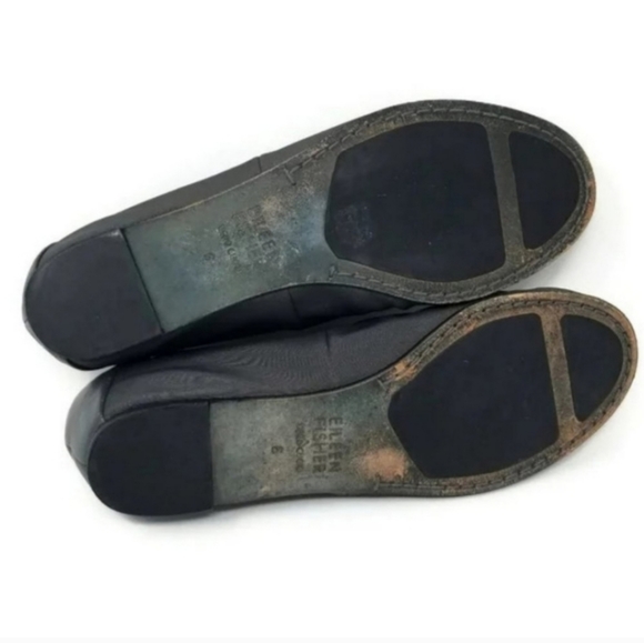 Eileen Fisher Grosgrain Ballet Flats With Hidden Low Wedge Gray Size 6 - Picture 8 of 10
